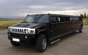 Front and side view of the black Hummer in Madrid, Spain